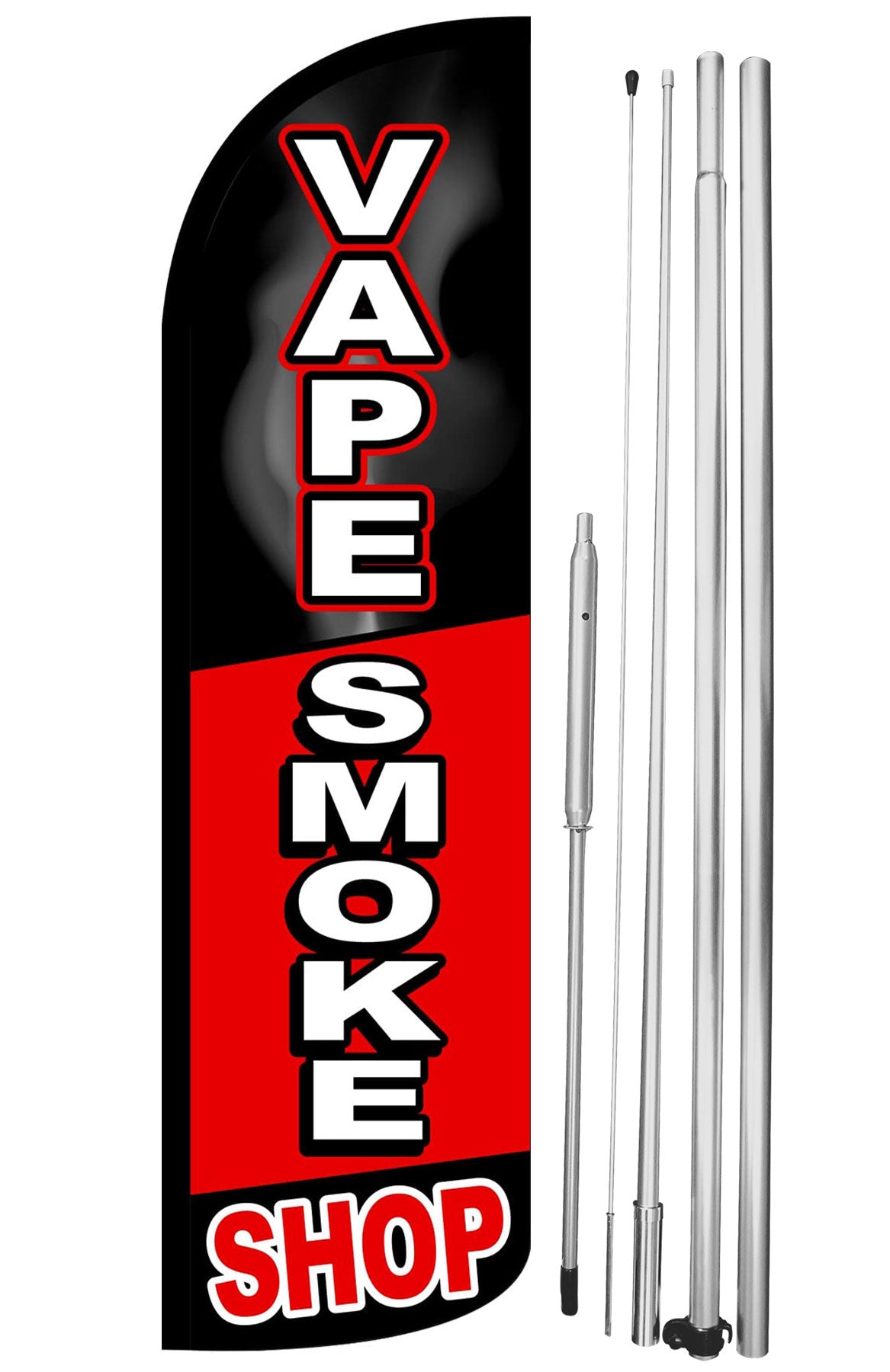 Vape Smoke Shop King Windless Flag 2er Pack Inkl. Hybrid-Stangenset – 90x350 Cm, Windstabil