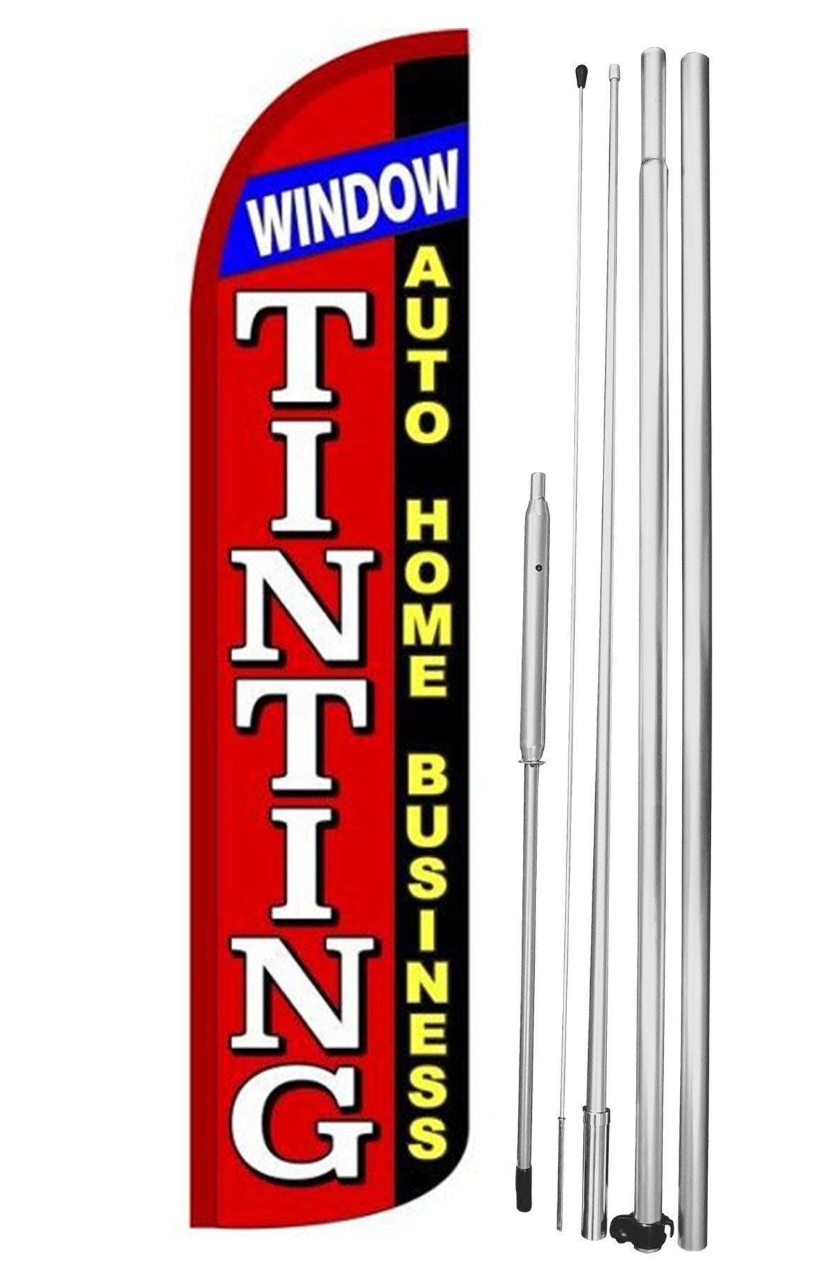 11.5ft Red Checker Feather Flutter Flag – Auto Tinting Swooper Advertising Banner