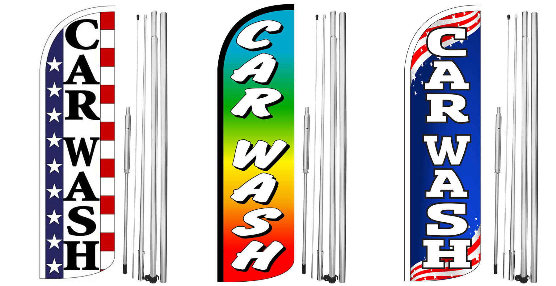 11.5 Ft Red Full Curve Windless Swooper Flag / Feather Banner For Car Wash Promotion