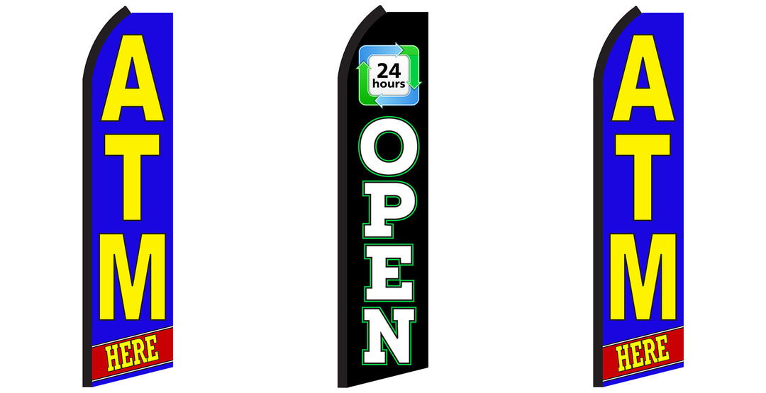 ATM Here, 24 hours Open, ATM Here