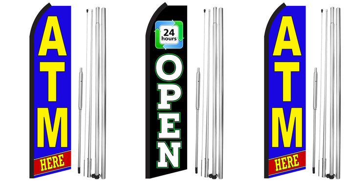 ATM Here, 24 hours Open, ATM Here